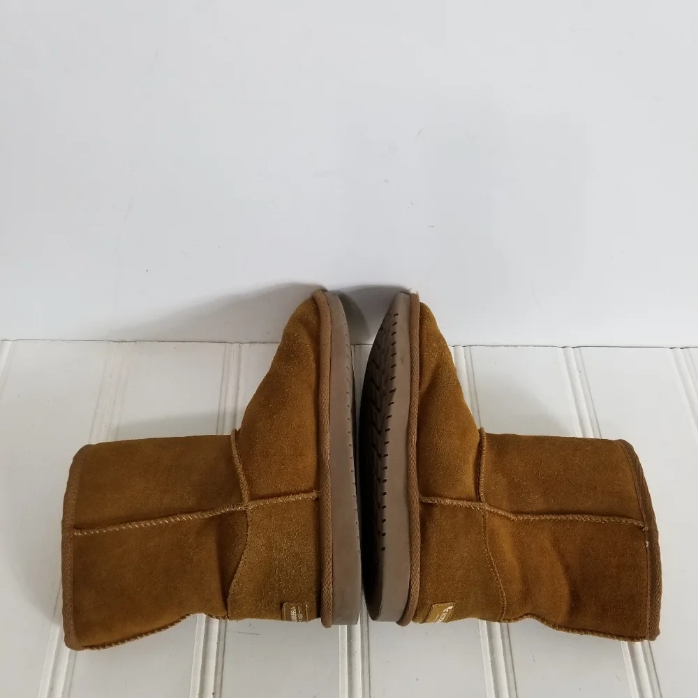 Koolaburra UGG Victoria Short Boots Girls 4 Bow Suede Faux Fur Chestnut Brown